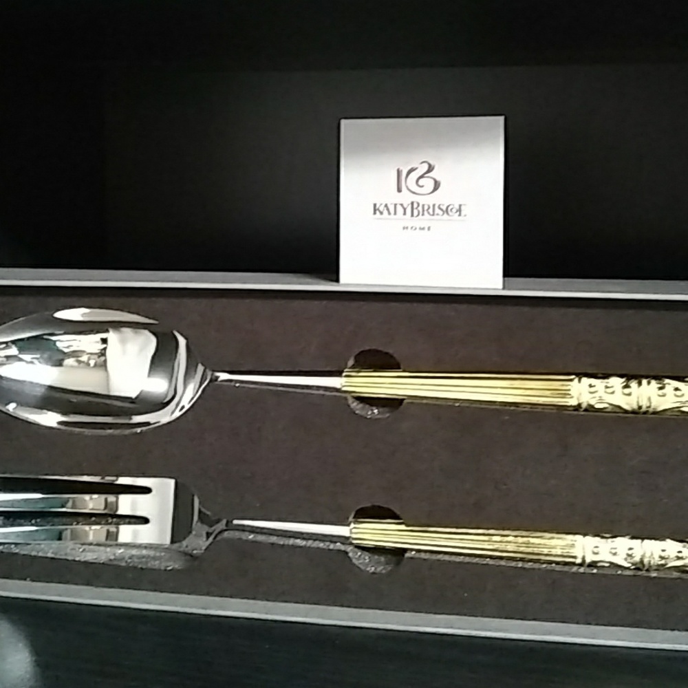 24k gold plated  Serving Spoon and Fork large new